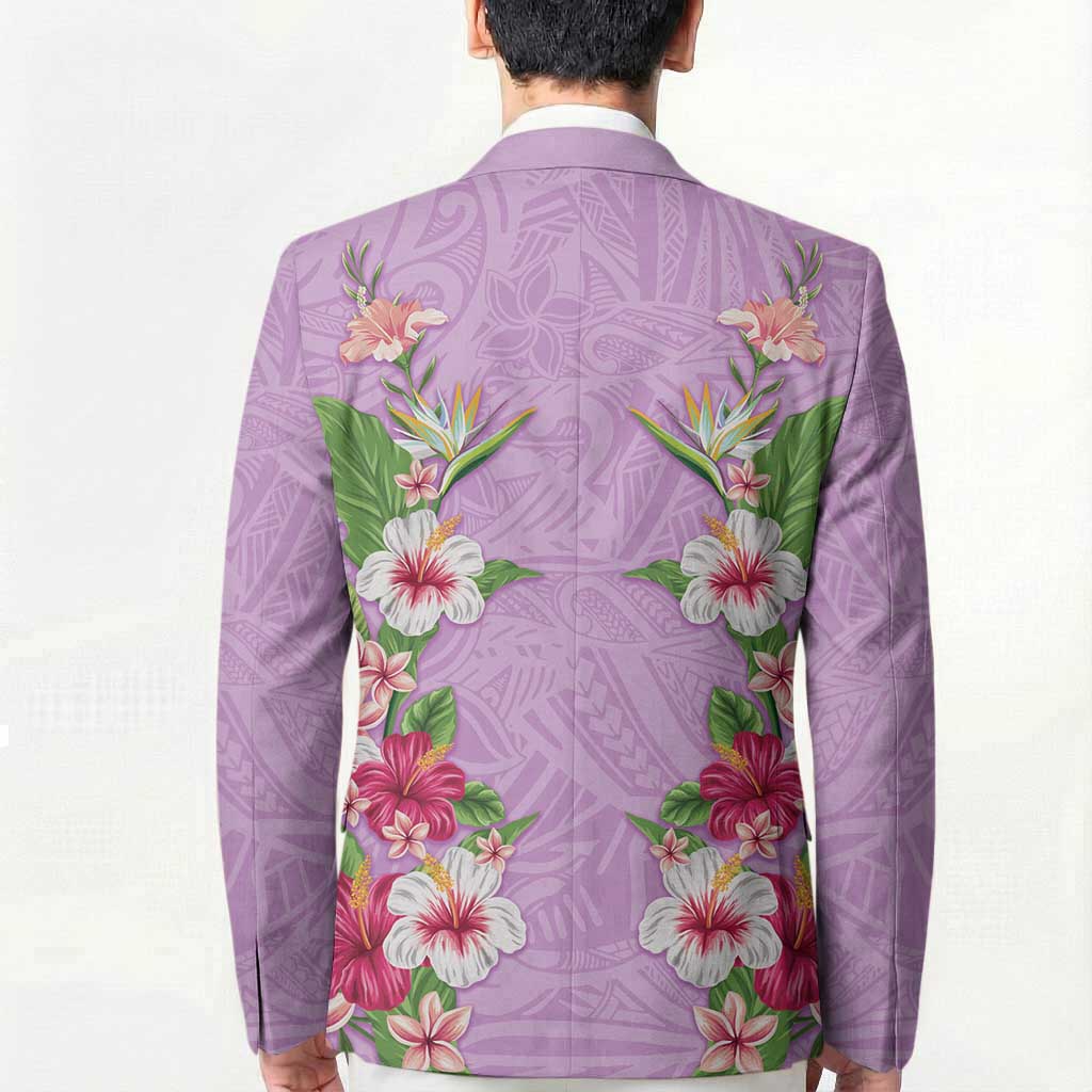 Hawaii Tropical Flowers Blazer Lavender Polynesian Tattoo Art LT05 - Polynesian Pride