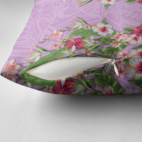Hawaii Tropical Flowers Pillow Cover Lavender Polynesian Tattoo Art