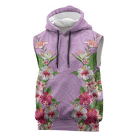 Hawaii Tropical Flowers Sleeveless Hoodie Lavender Polynesian Tattoo Art