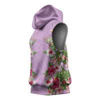 Hawaii Tropical Flowers Sleeveless Hoodie Lavender Polynesian Tattoo Art