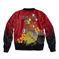 Personalized Papua New Guinea Bomber Jacket Bird Of Paradise Hibiscus With Motuan Pattern LT05 - Polynesian Pride