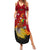 Personalized Papua New Guinea Summer Maxi Dress Bird Of Paradise Hibiscus With Motuan Pattern LT05 Women Red - Polynesian Pride