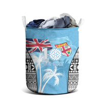 Fiji Day 2026 Laundry Basket Masi Tapa Pattern With Palm Tree