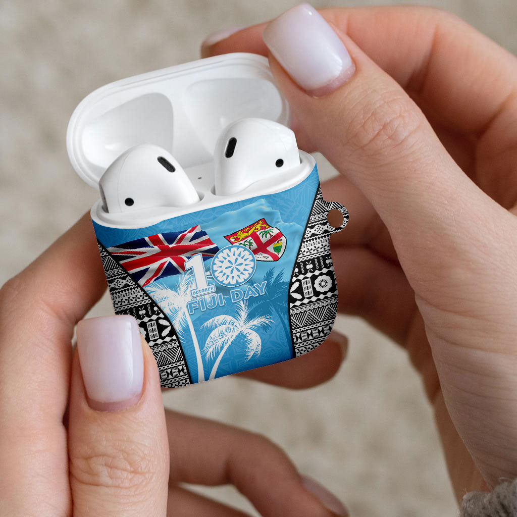 Fiji Day 2026 AirPods Case Masi Tapa Pattern With Palm Tree
