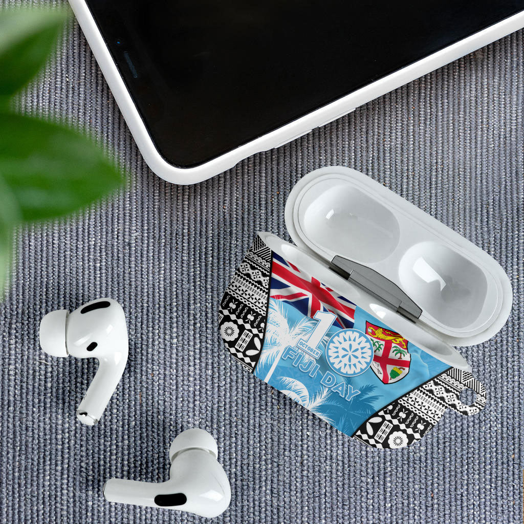 Fiji Day 2026 AirPods Case Masi Tapa Pattern With Palm Tree