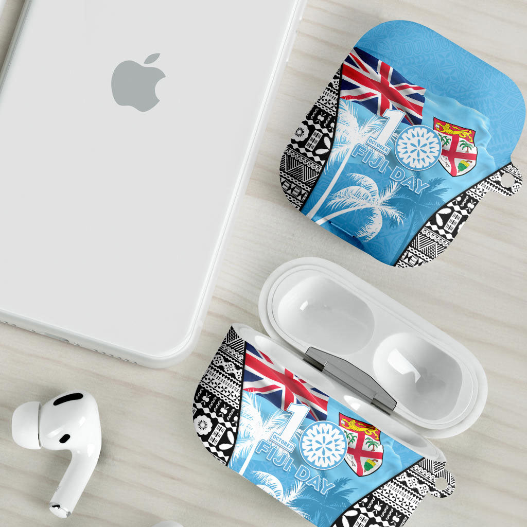 Fiji Day 2026 AirPods Case Masi Tapa Pattern With Palm Tree