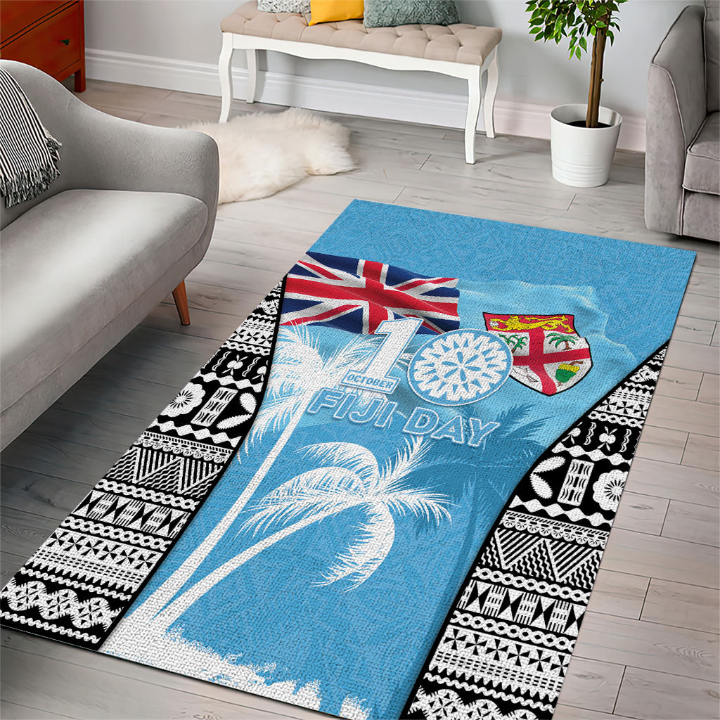 Fiji Day 2026 Area Rug Masi Tapa Pattern With Palm Tree