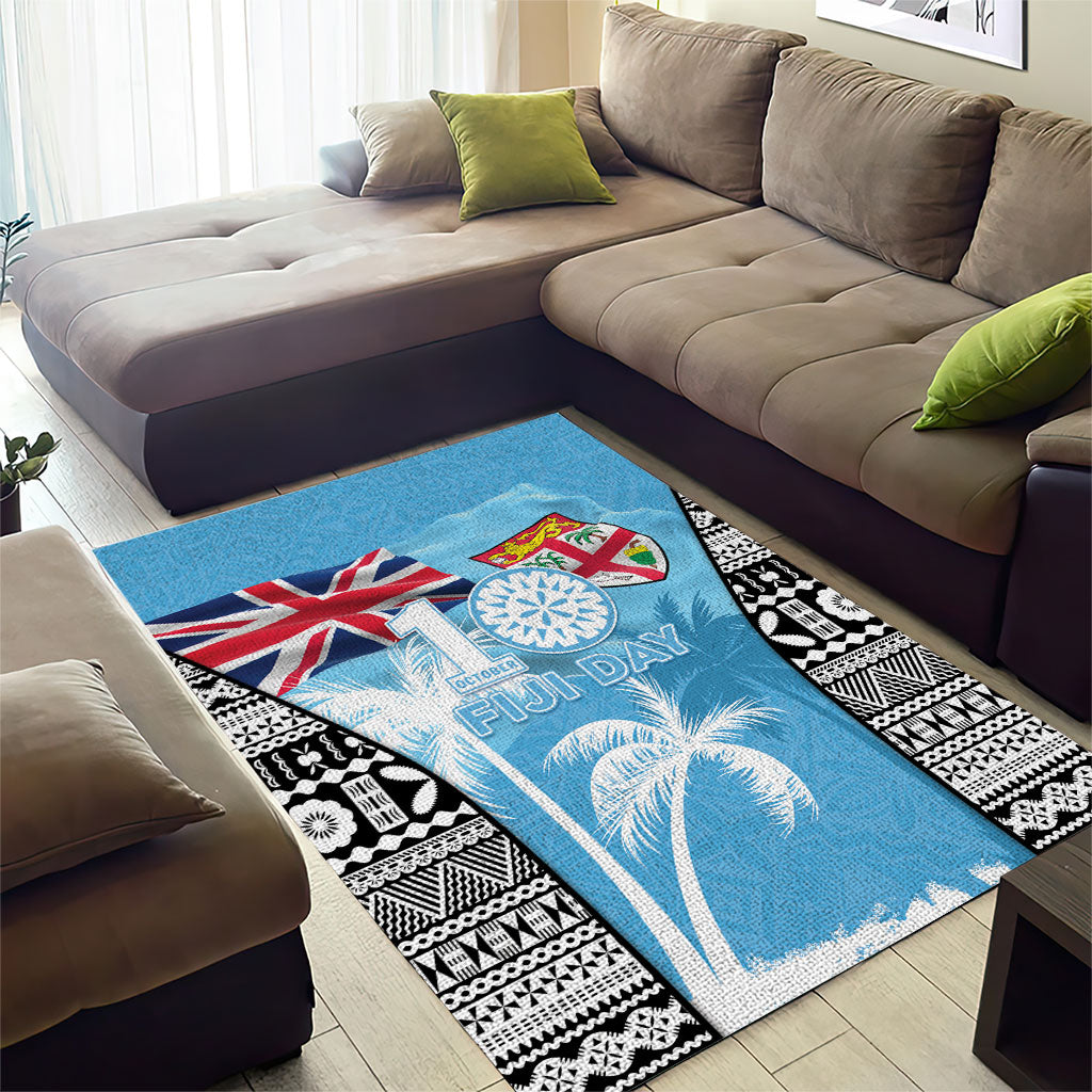 Fiji Day 2026 Area Rug Masi Tapa Pattern With Palm Tree