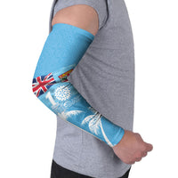 Personalised Fiji Day 2026 Arm Sleeves Masi Tapa Pattern With Palm Tree