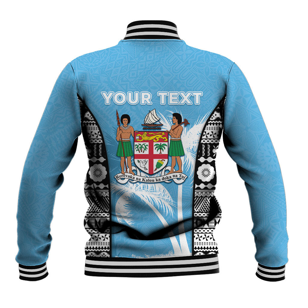 Personalised Fiji Day 2026 Baseball Jacket Masi Tapa Pattern With Palm Tree