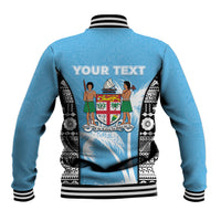 Personalised Fiji Day 2026 Baseball Jacket Masi Tapa Pattern With Palm Tree