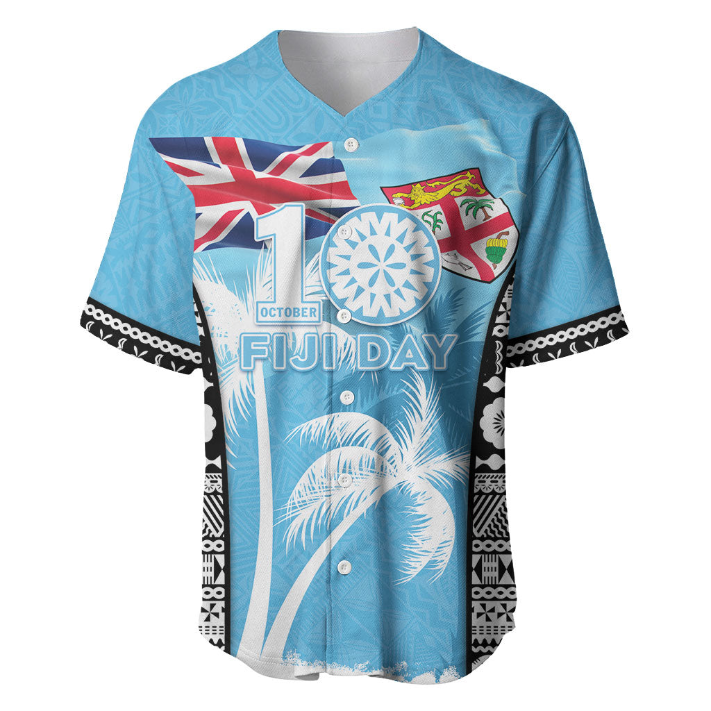 Personalised Fiji Day 2026 Baseball Jersey Masi Tapa Pattern With Palm Tree