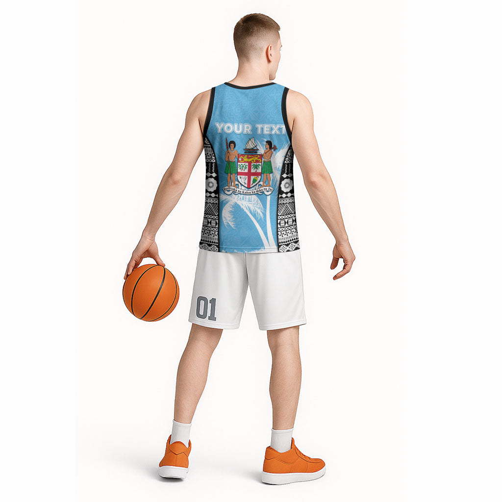 Personalised Fiji Day 2026 Basketball Jersey Masi Tapa Pattern With Palm Tree