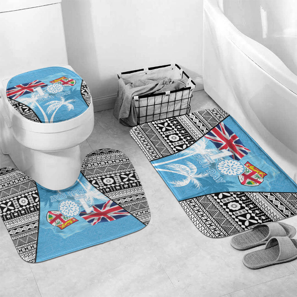 Fiji Day 2026 Bathroom Set Masi Tapa Pattern With Palm Tree