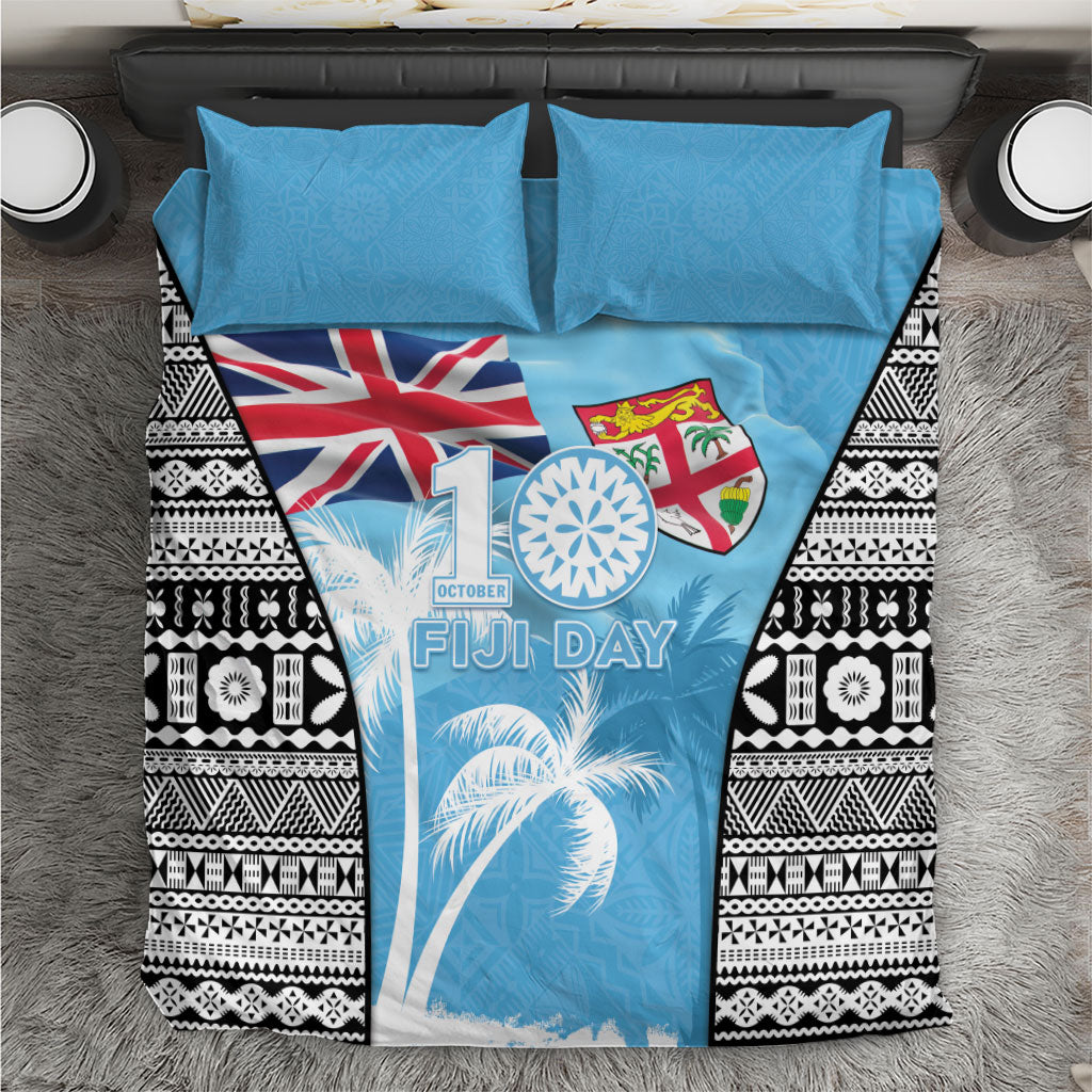 Fiji Day 2026 Bedding Set Masi Tapa Pattern With Palm Tree