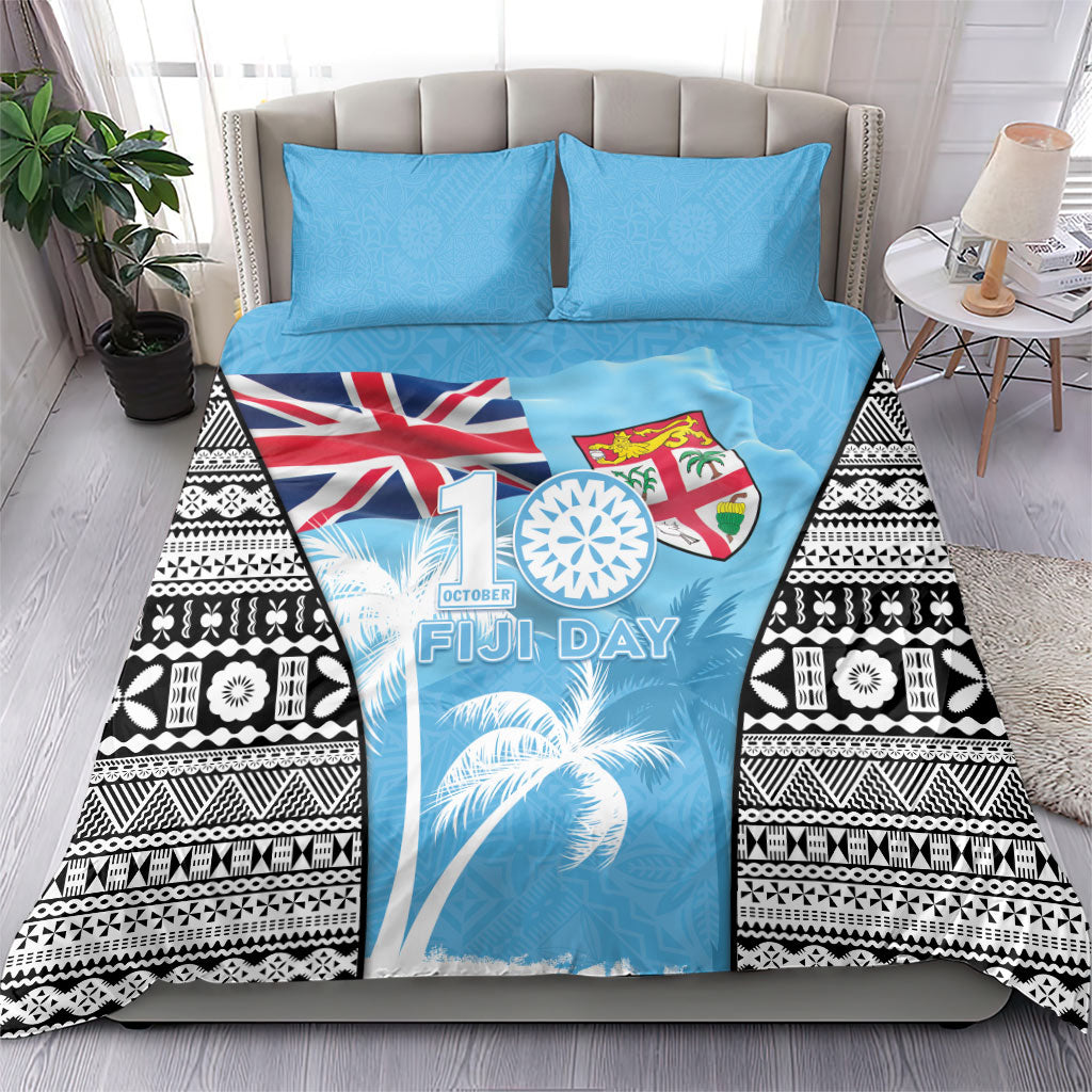 Fiji Day 2026 Bedding Set Masi Tapa Pattern With Palm Tree