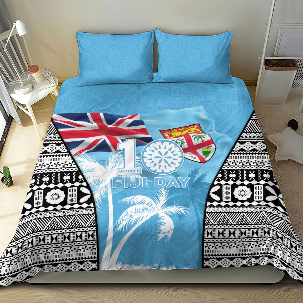 Fiji Day 2026 Bedding Set Masi Tapa Pattern With Palm Tree