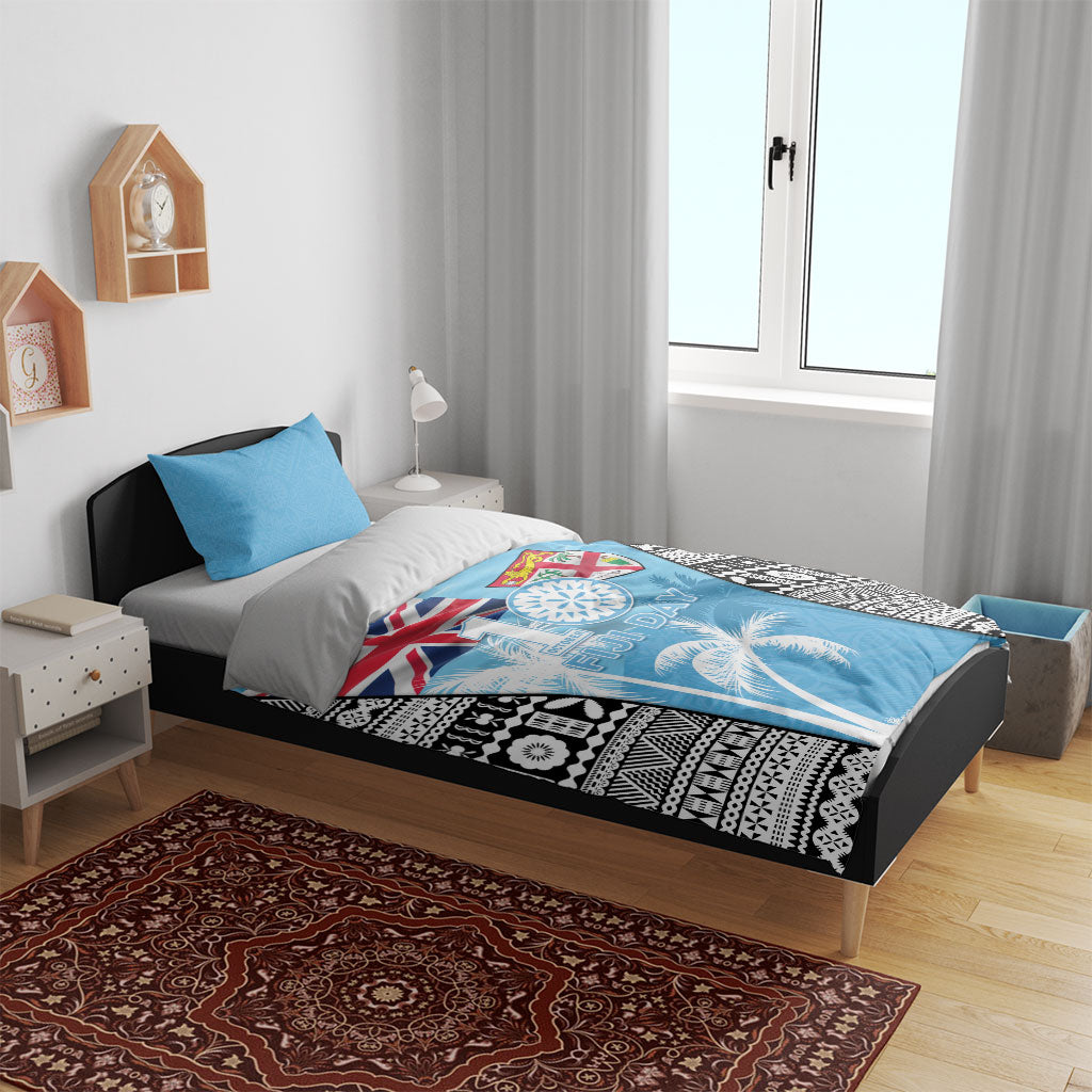 Fiji Day 2026 Bedding Set Masi Tapa Pattern With Palm Tree
