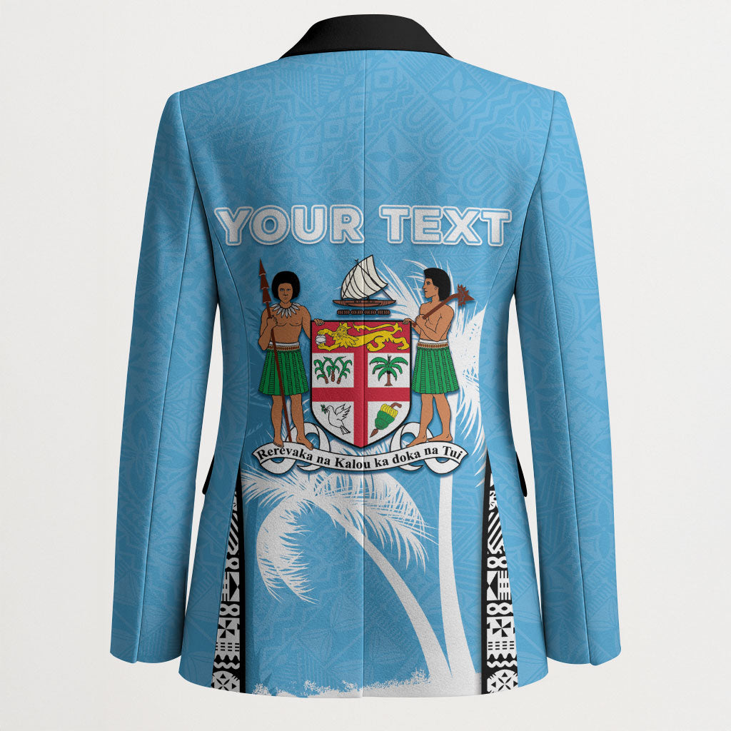 Personalised Fiji Day 2026 Blazer Masi Tapa Pattern With Palm Tree