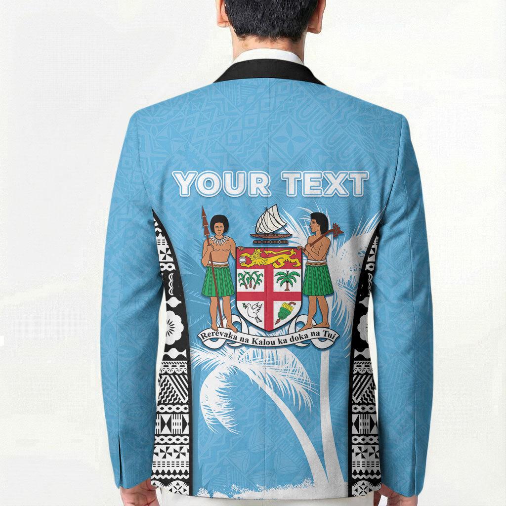 Personalised Fiji Day 2026 Blazer Masi Tapa Pattern With Palm Tree