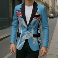 Personalised Fiji Day 2026 Blazer Masi Tapa Pattern With Palm Tree