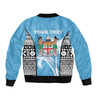 Personalised Fiji Day 2026 Bomber Jacket Masi Tapa Pattern With Palm Tree