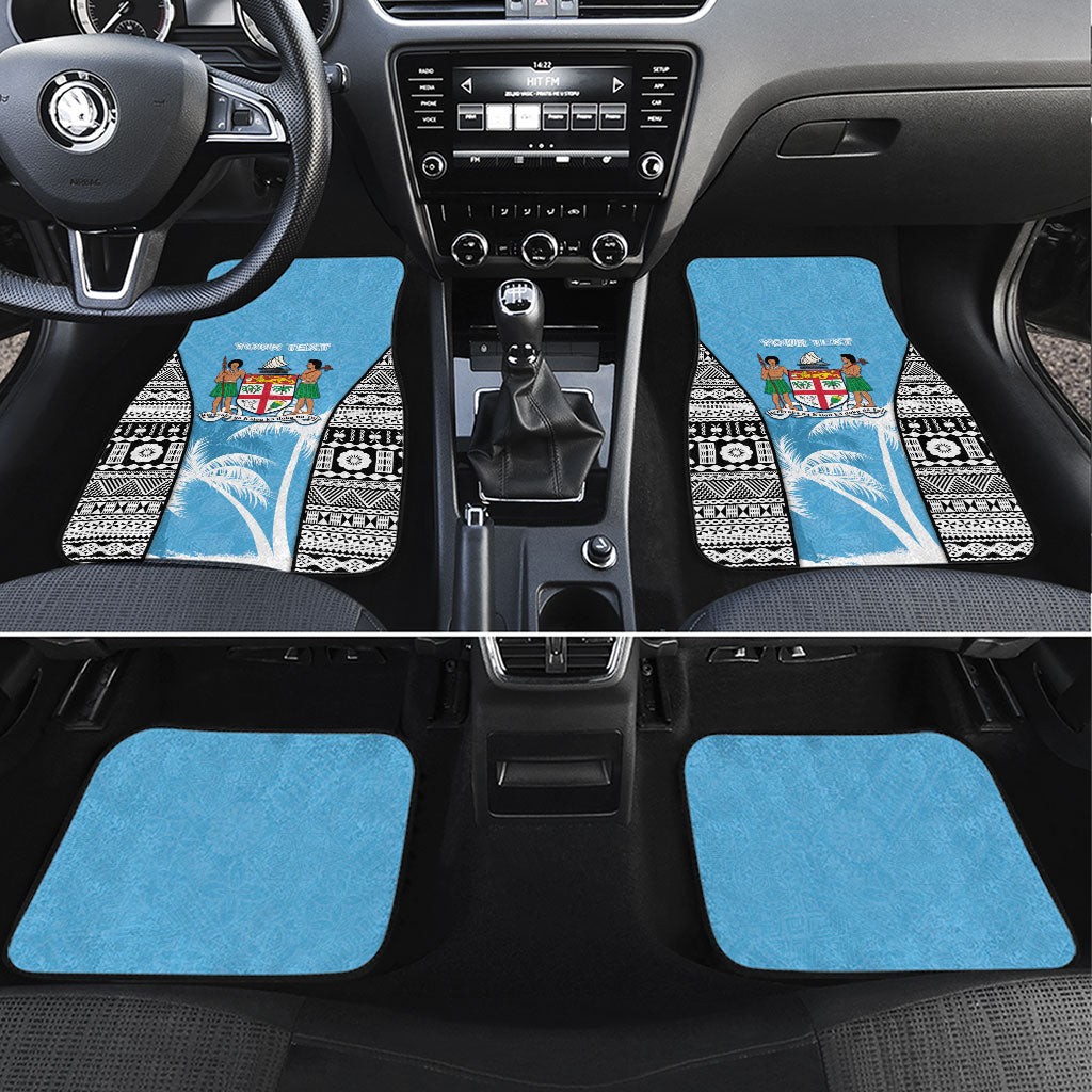 Personalised Fiji Day 2026 Car Mats Masi Tapa Pattern With Palm Tree
