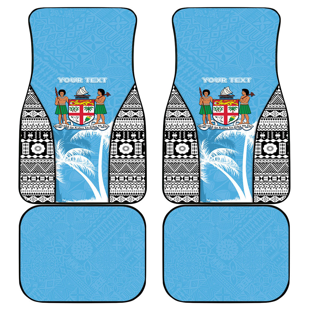 Personalised Fiji Day 2026 Car Mats Masi Tapa Pattern With Palm Tree
