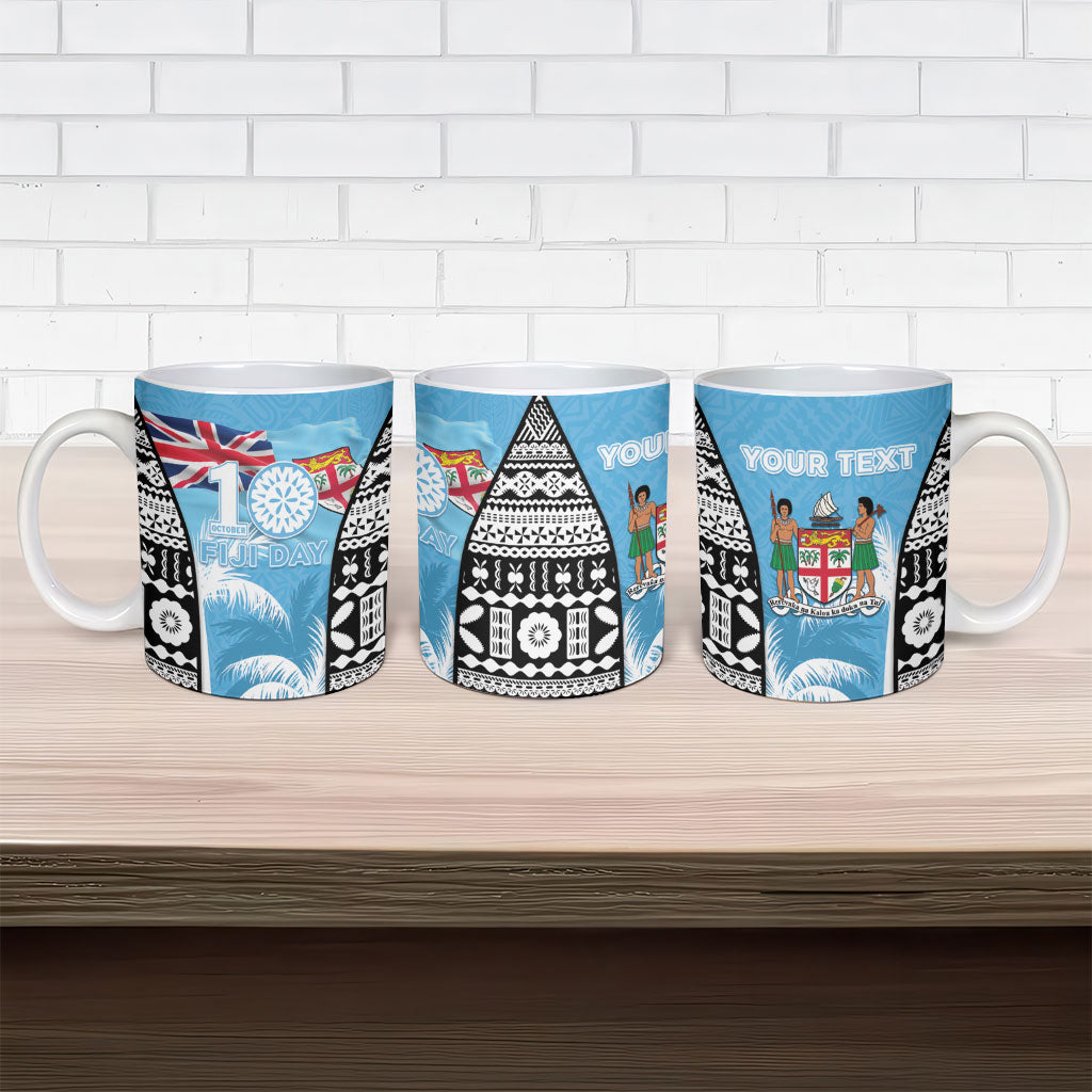 Personalised Fiji Day 2026 Ceramic Mug Masi Tapa Pattern With Palm Tree