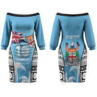 Personalised Fiji Day 2026 Family Matching Off The Shoulder Long Sleeve Dress and Hawaiian Shirt Masi Tapa Pattern With Palm Tree