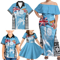 Personalised Fiji Day 2026 Family Matching Off Shoulder Maxi Dress and Hawaiian Shirt Masi Tapa Pattern With Palm Tree