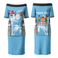 Personalised Fiji Day 2026 Family Matching Puletasi and Hawaiian Shirt Masi Tapa Pattern With Palm Tree