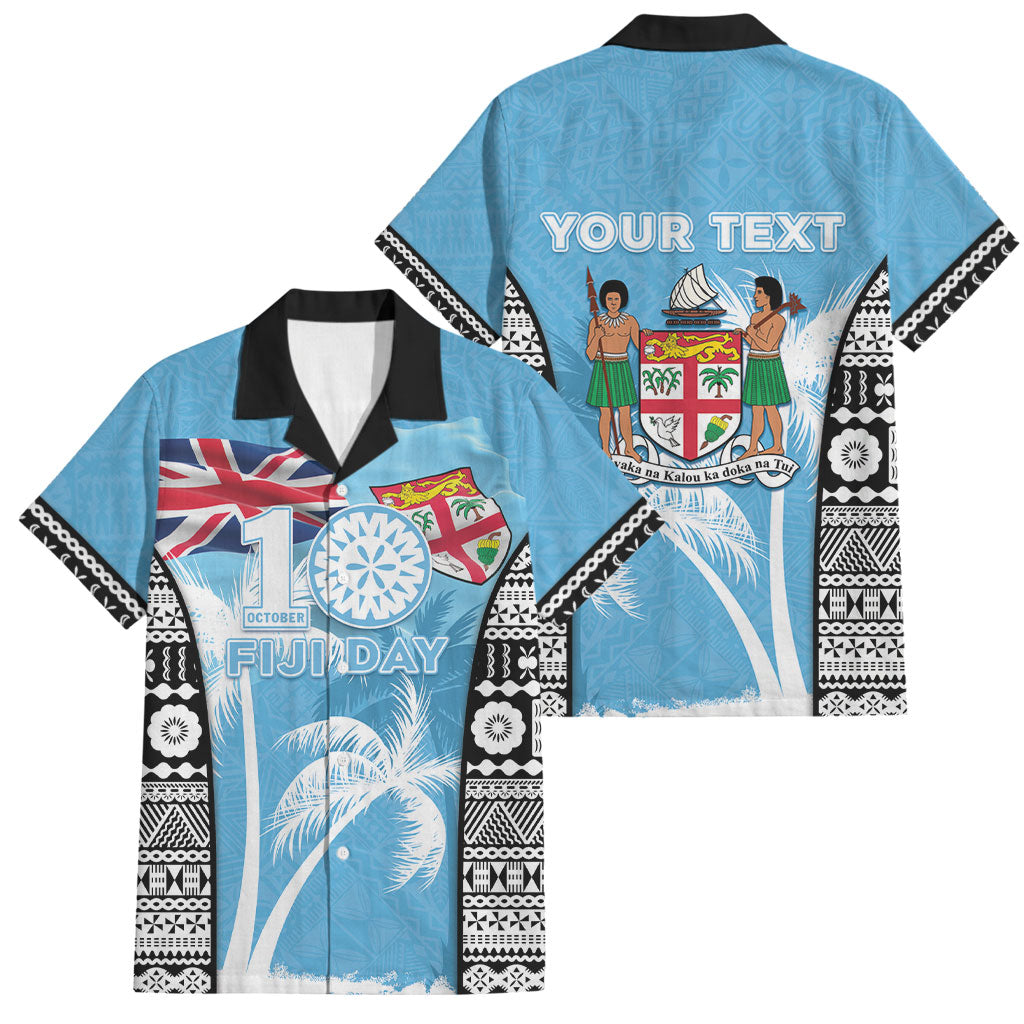 Personalised Fiji Day 2026 Family Matching Puletasi and Hawaiian Shirt Masi Tapa Pattern With Palm Tree