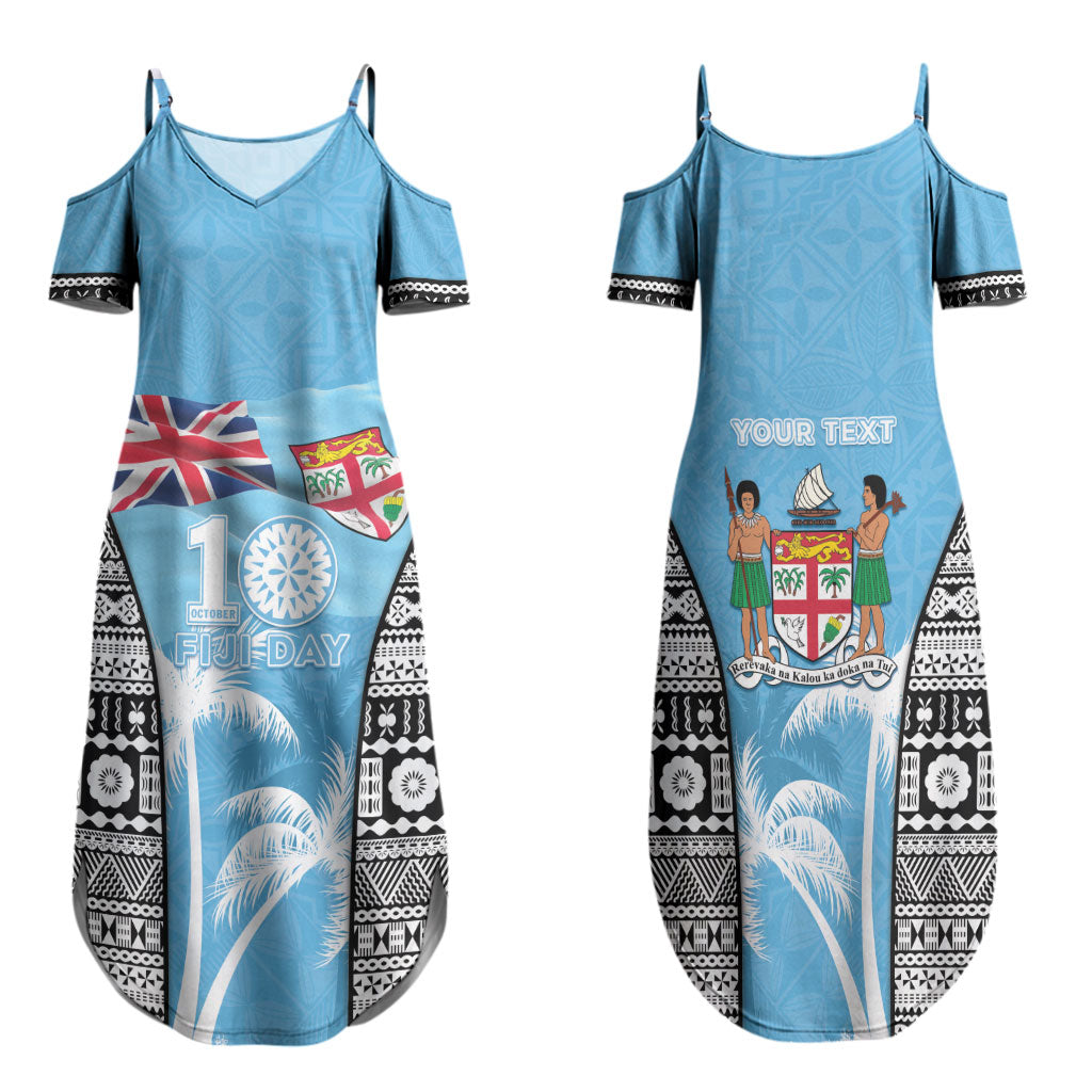 Personalised Fiji Day 2026 Family Matching Summer Maxi Dress and Hawaiian Shirt Masi Tapa Pattern With Palm Tree