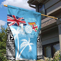 Fiji Day 2026 Garden Flag Masi Tapa Pattern With Palm Tree