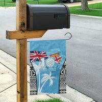 Fiji Day 2026 Garden Flag Masi Tapa Pattern With Palm Tree