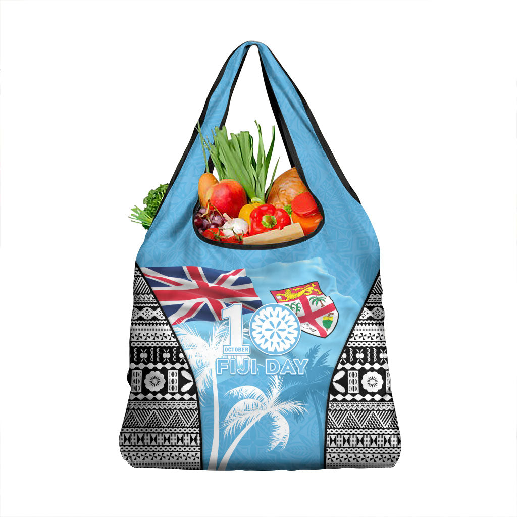 Fiji Day 2026 Grocery Bag Masi Tapa Pattern With Palm Tree