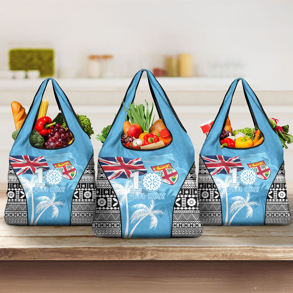 Fiji Day 2026 Grocery Bag Masi Tapa Pattern With Palm Tree