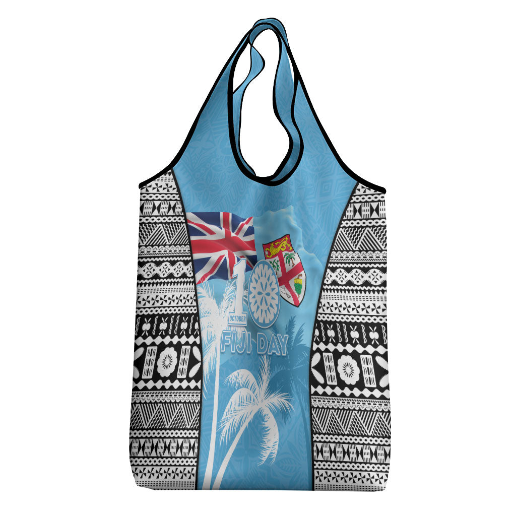 Fiji Day 2026 Grocery Bag Masi Tapa Pattern With Palm Tree