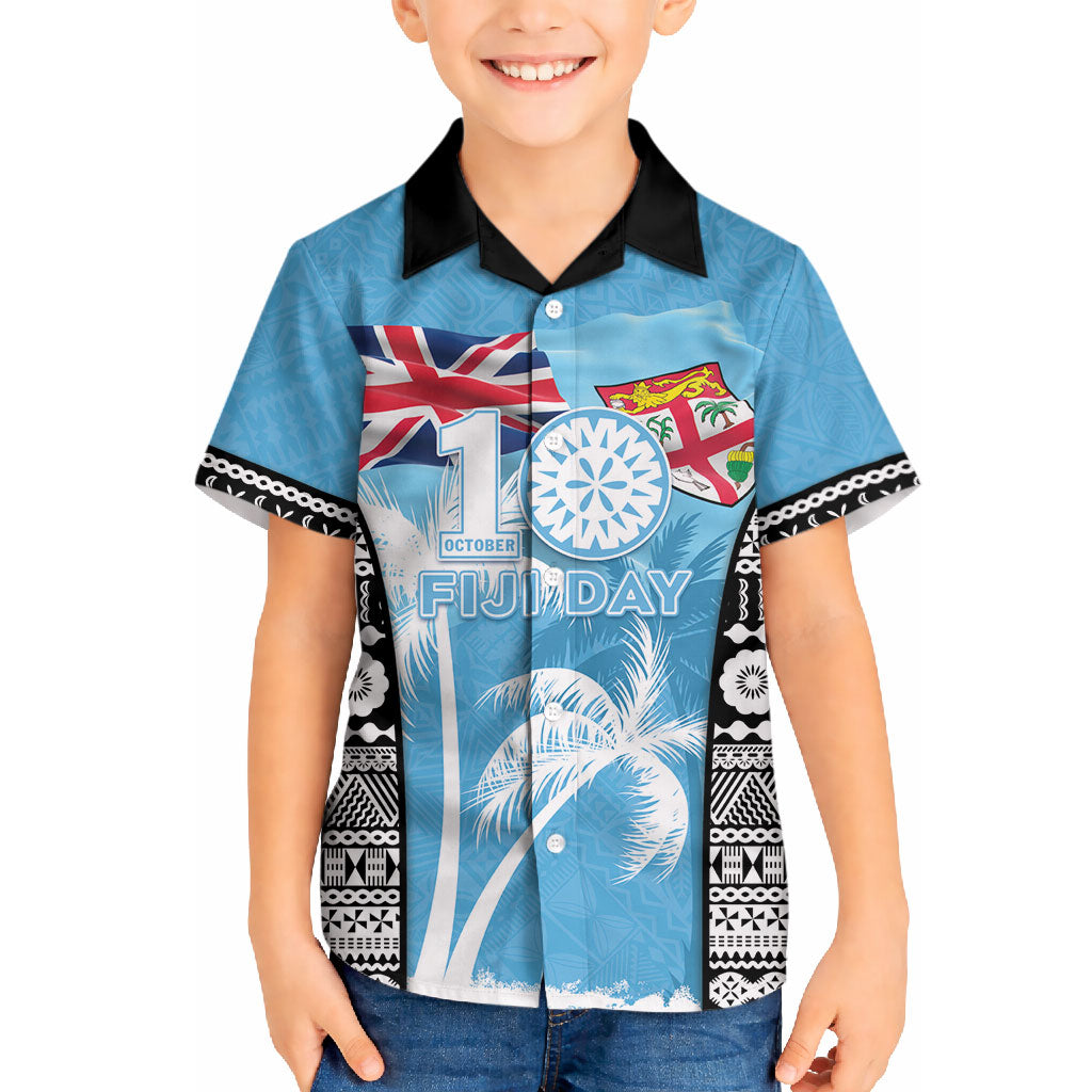 Personalised Fiji Day 2026 Hawaiian Shirt Masi Tapa Pattern With Palm Tree