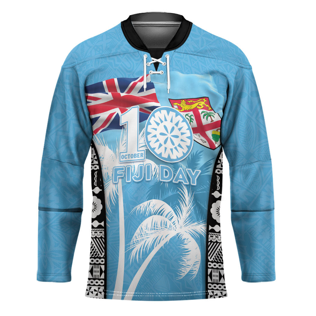 Personalised Fiji Day 2026 Hockey Jersey Masi Tapa Pattern With Palm Tree