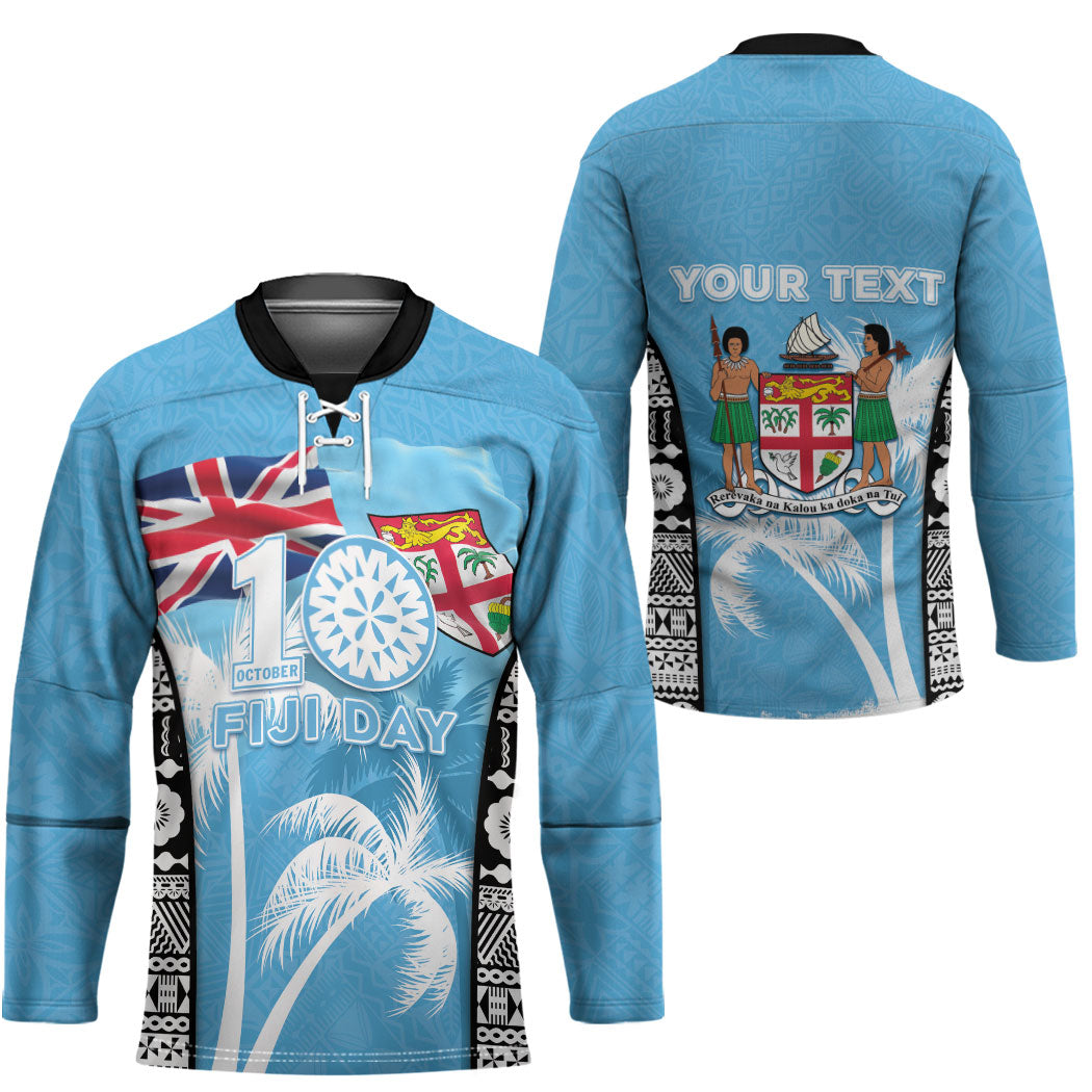 Personalised Fiji Day 2026 Hockey Jersey Masi Tapa Pattern With Palm Tree