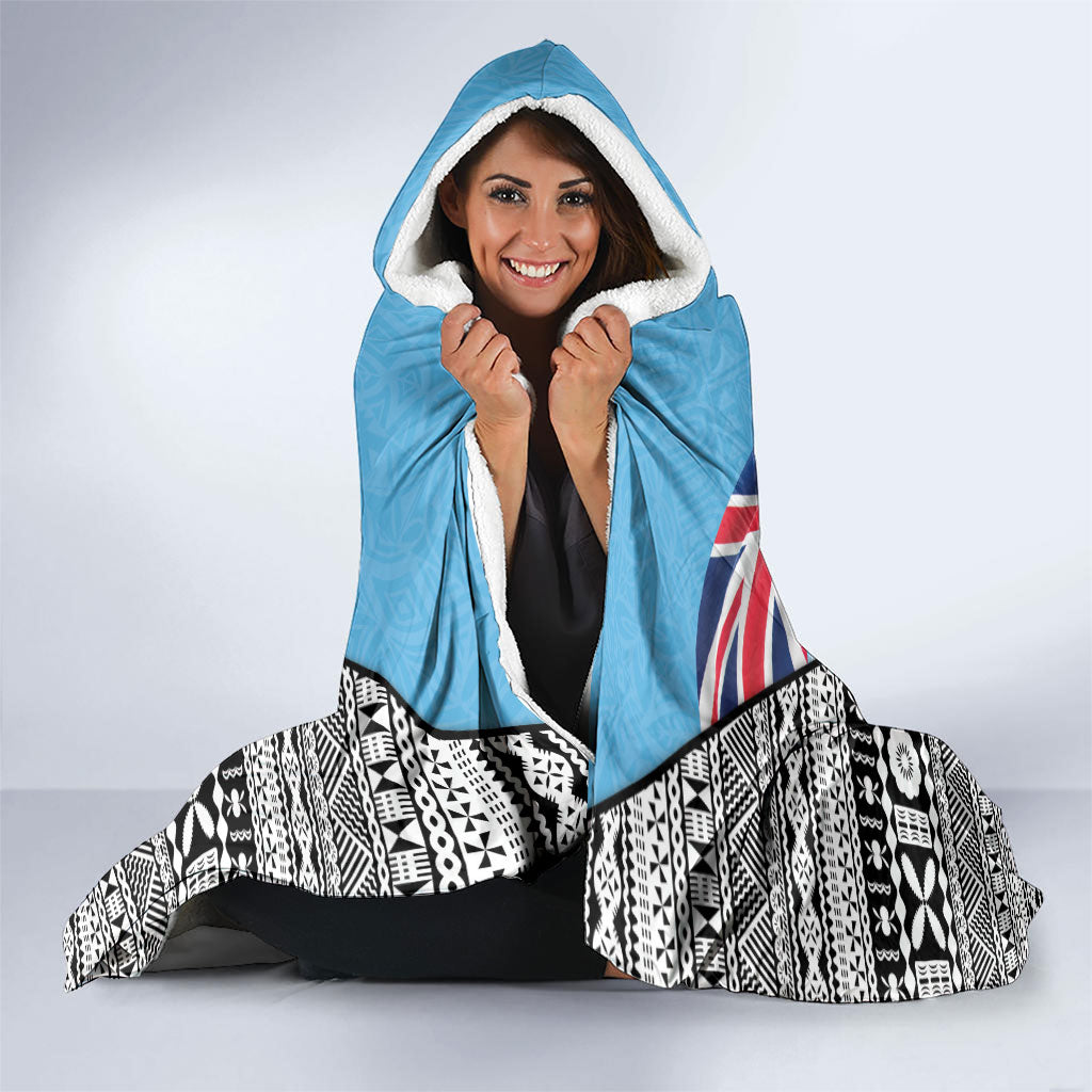 Fiji Day 2026 Hooded Blanket Masi Tapa Pattern With Palm Tree