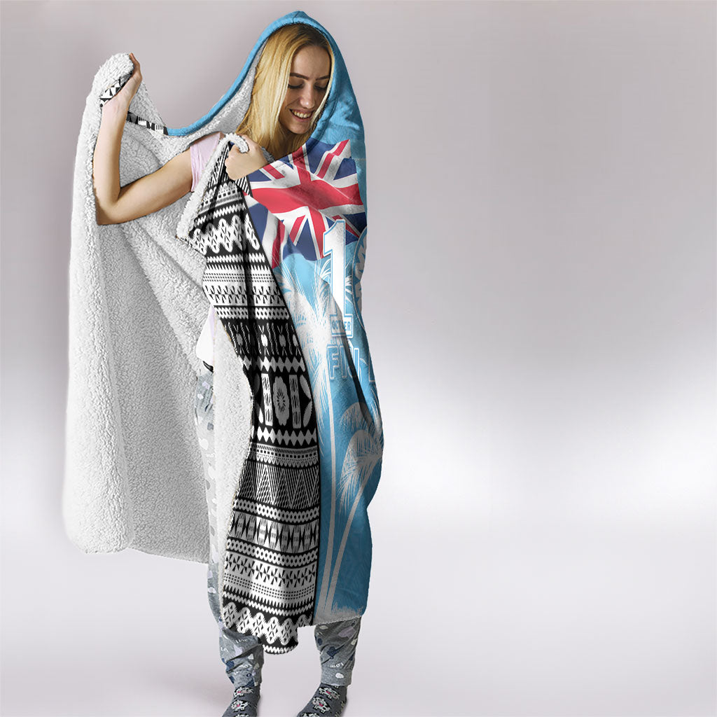 Fiji Day 2026 Hooded Blanket Masi Tapa Pattern With Palm Tree