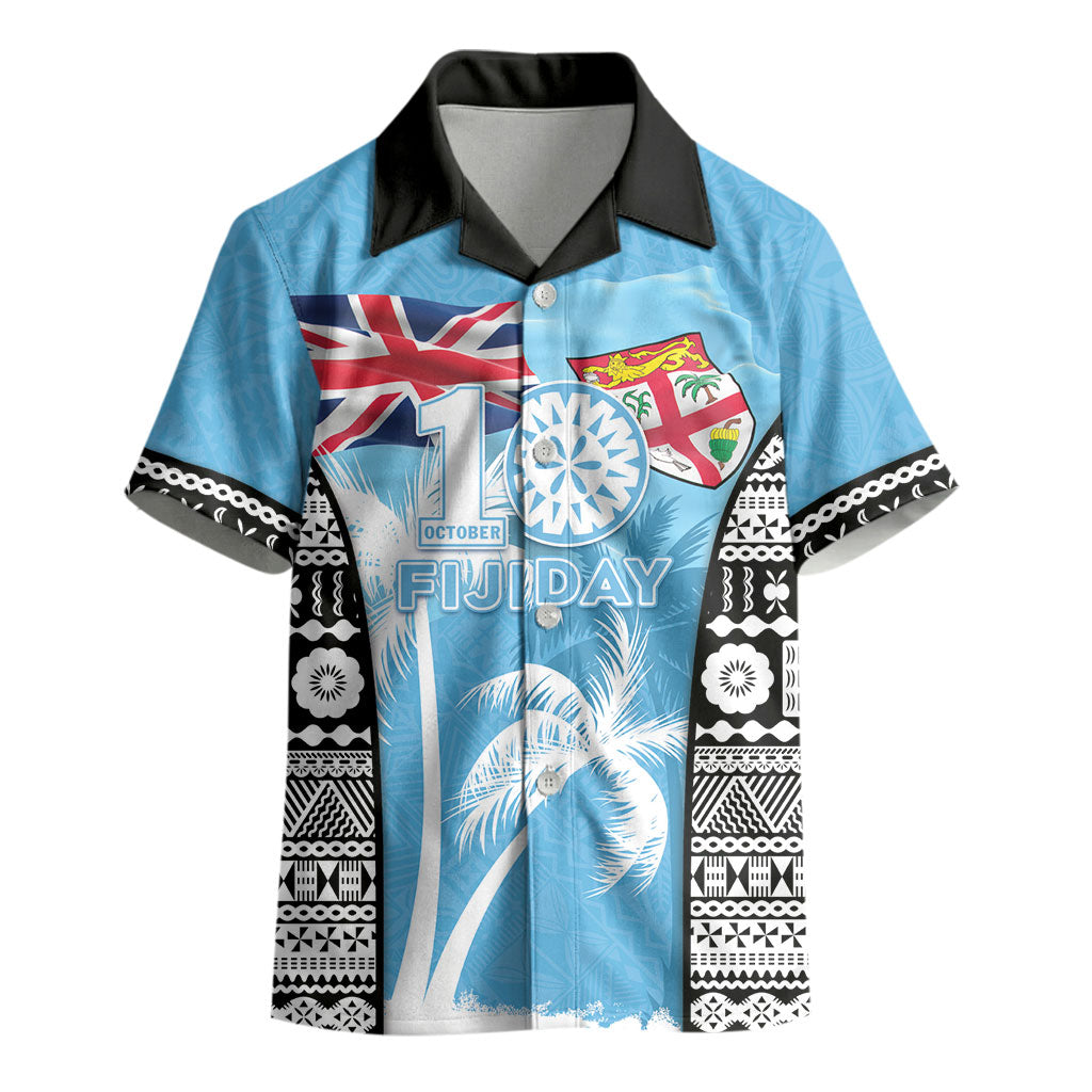 Personalised Fiji Day 2026 Kid Hawaiian Shirt Masi Tapa Pattern With Palm Tree