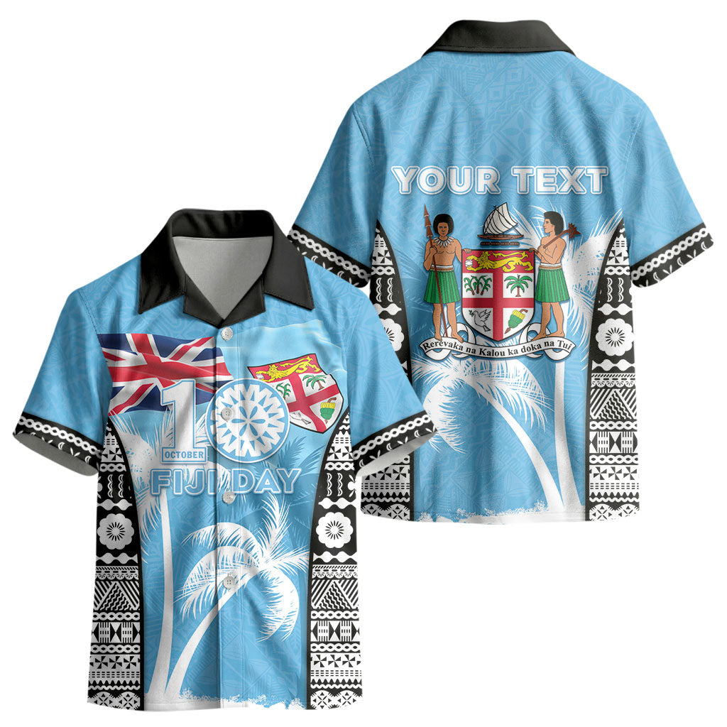 Personalised Fiji Day 2026 Kid Hawaiian Shirt Masi Tapa Pattern With Palm Tree