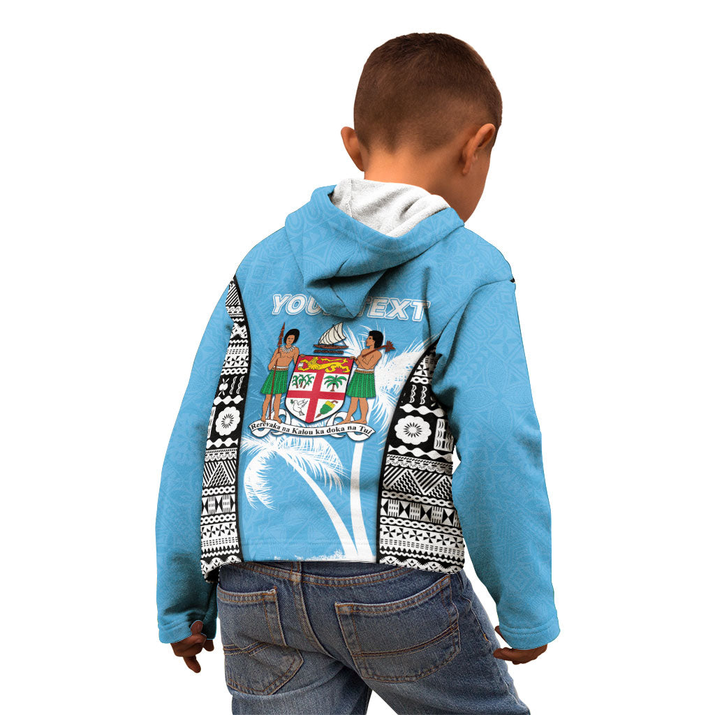 Personalised Fiji Day 2026 Kid Hoodie Masi Tapa Pattern With Palm Tree