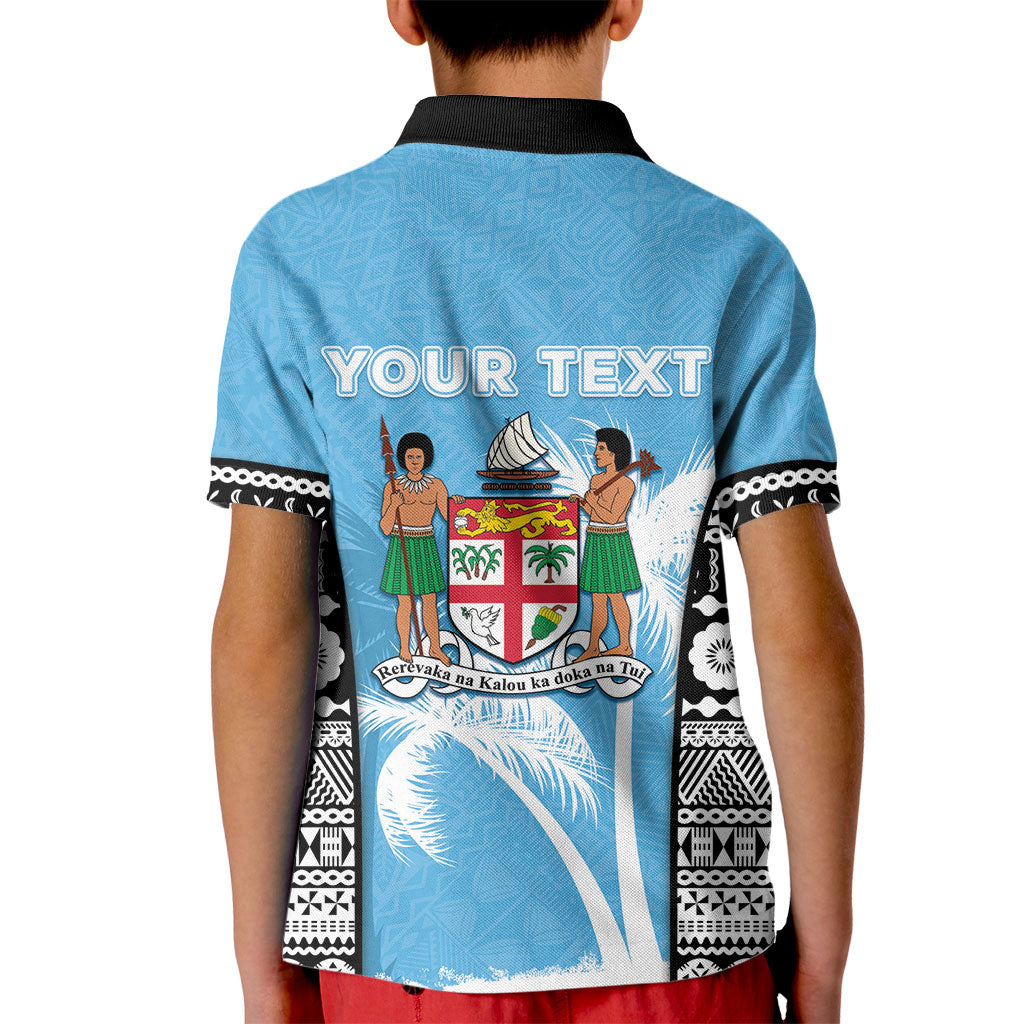 Personalised Fiji Day 2026 Kid Polo Shirt Masi Tapa Pattern With Palm Tree