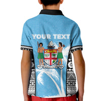 Personalised Fiji Day 2026 Kid Polo Shirt Masi Tapa Pattern With Palm Tree