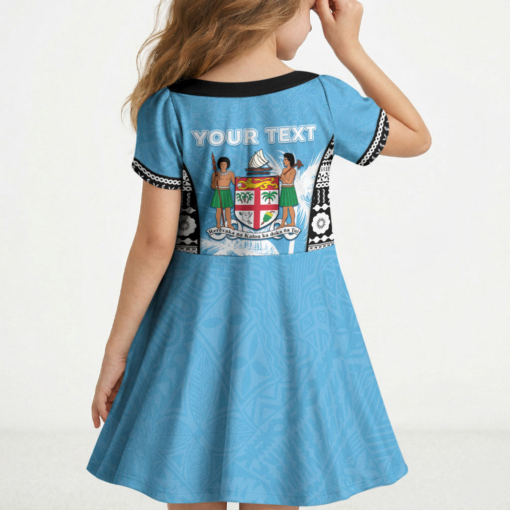 Personalised Fiji Day 2026 Kid Short Sleeve Dress Masi Tapa Pattern With Palm Tree